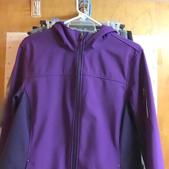 FREE TECH women’s hooded jacket sz L 12/14 PURPLE - Picture 2 of 14